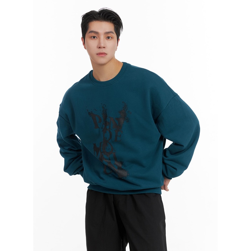 Men’s Graphic Cotton Crew Neck Sweatshirt IA401