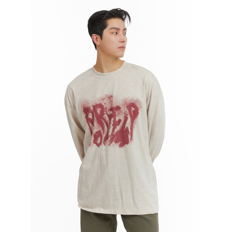Men’s Graphic Cotton Long Sleeve T-Shirt IA401