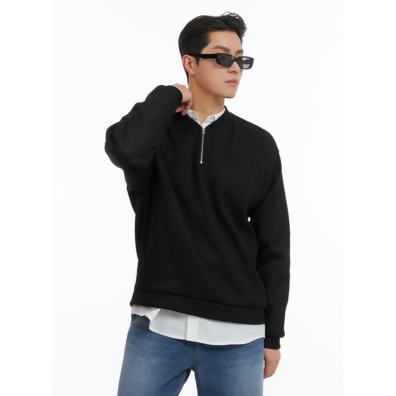 Men’s Quarter Zip-Up Knit Sweater IA401