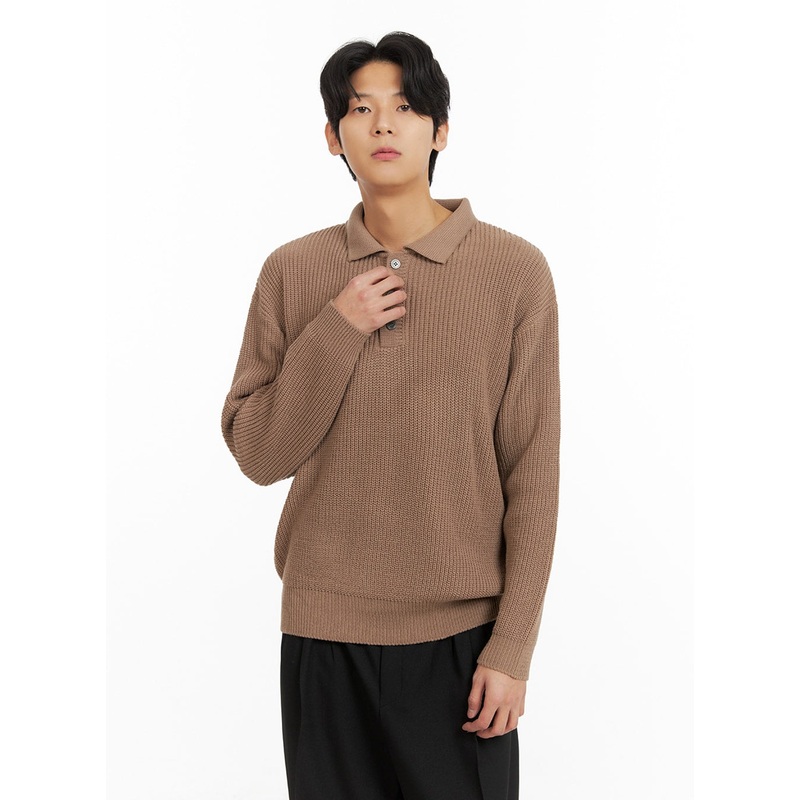 Men’s Ribbed Polo Knit Top IA402