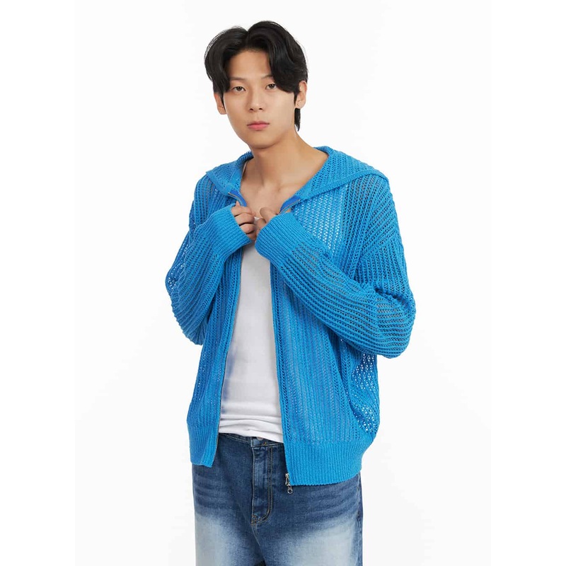 Men’s See-through Summer Zip-Up Jacket IA402