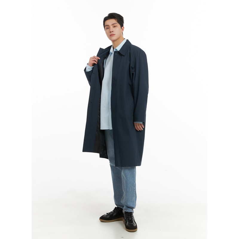 Men’s Solid Cotton Trench Coat IA401