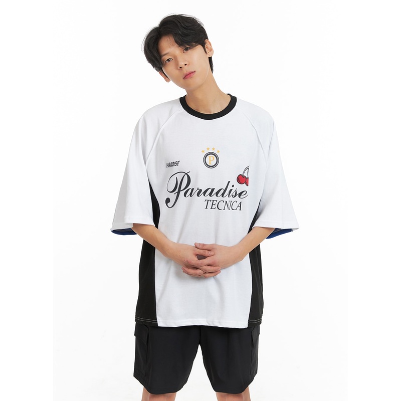 Men’s Sporty Color Block Graphic T-Shirt IA401