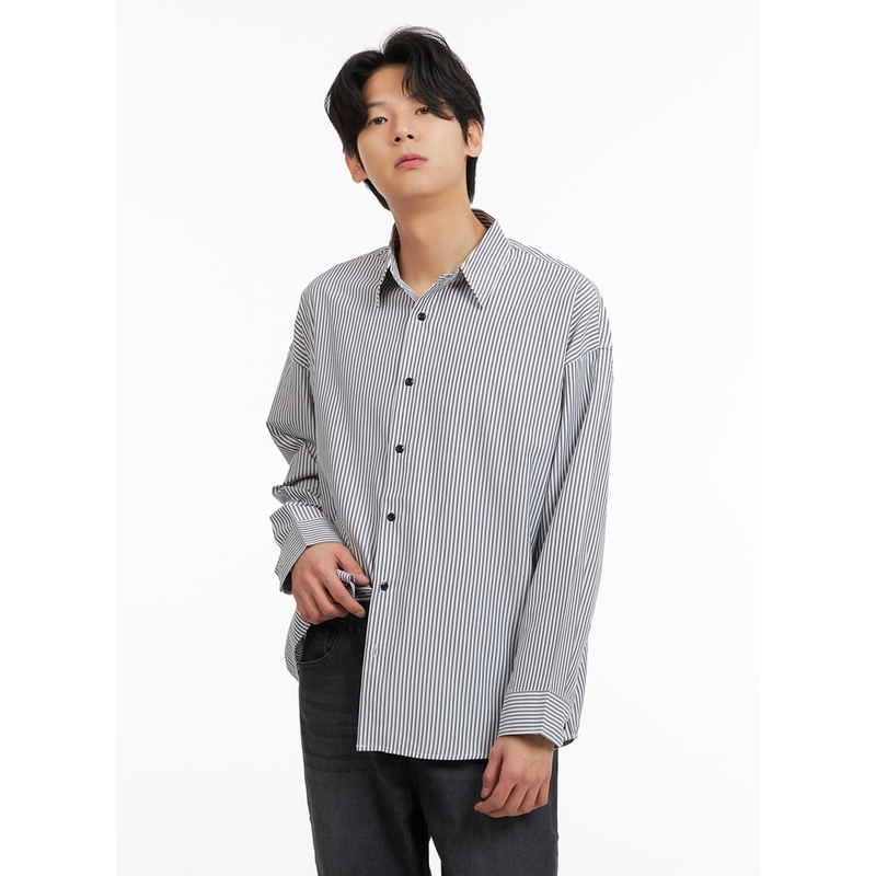 Men’s Stripe Collared Shirt IA402