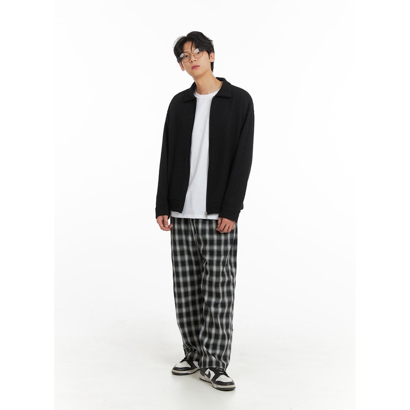 Men’s Wide Fit Gingham Trousers IA401