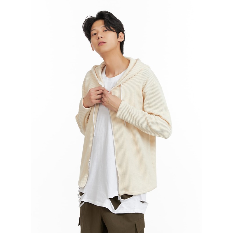 Men’s Zip-Up Hooded Knit Sweater IA402