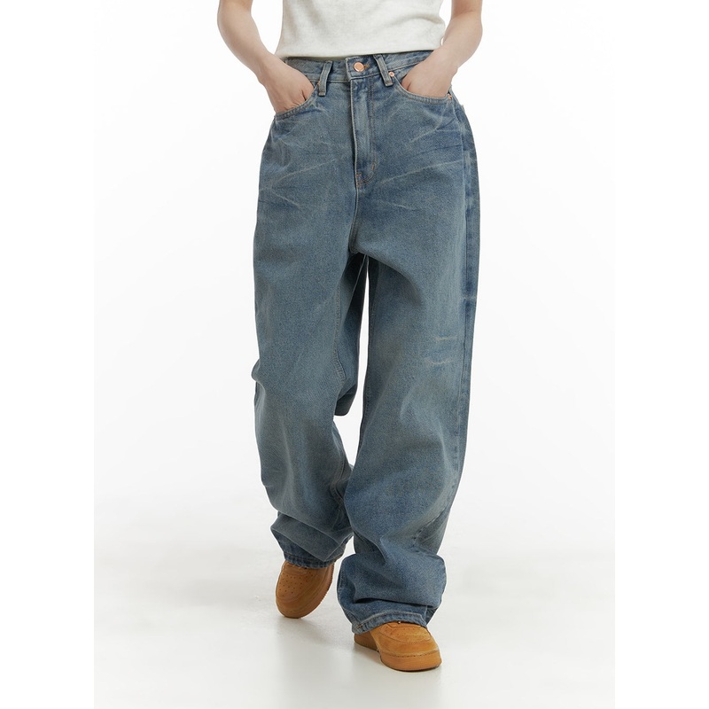 Relaxed Washed Wide Fit Jeans CA408