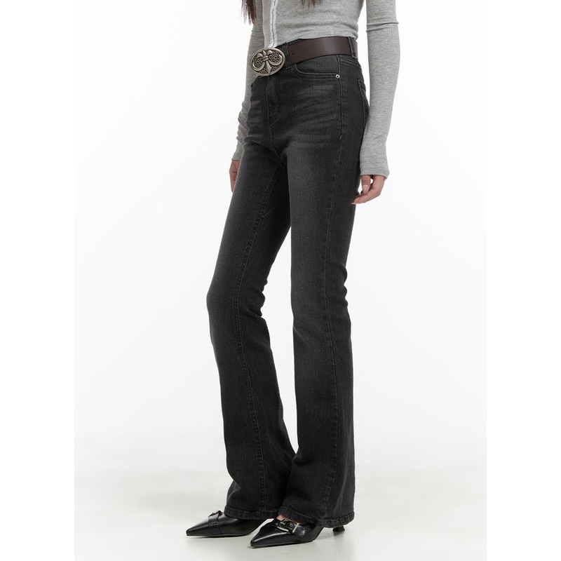 Slim Washed Denim Bootcut Jeans CA403