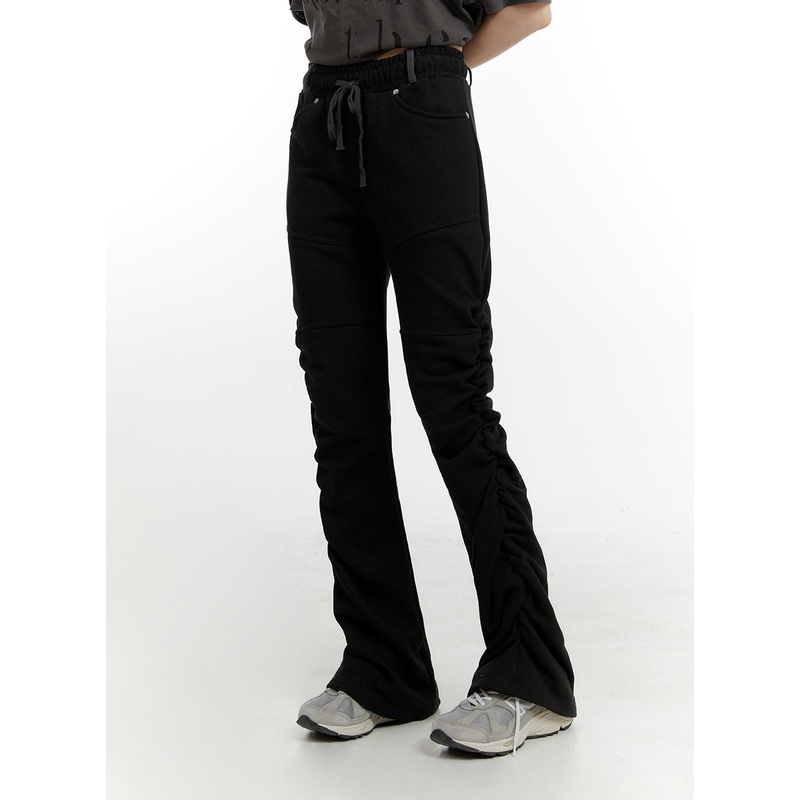 String Waist Shirring Bootcut Pants CM429