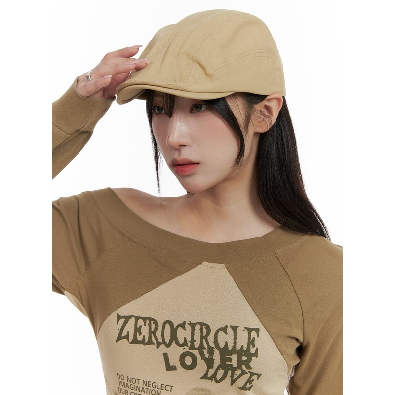 Basic Flat Cap CA430|Light beige|Black|Gray|Brown|One Size