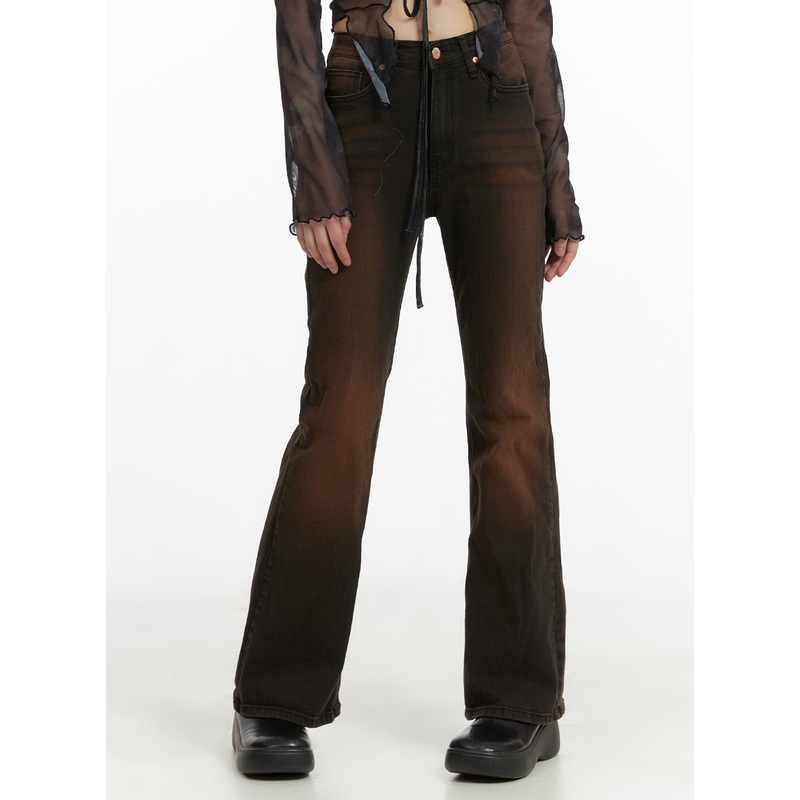 Color-Washed Slim Fit Bootcut Jeans CA419