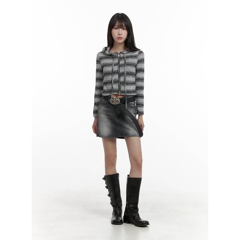 Cotton Washed Denim Mini Skirt CA426