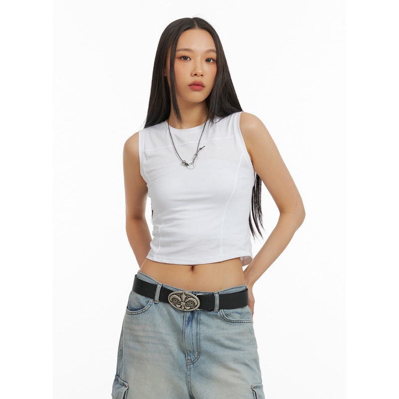 Crop Sleeveless Top IA417|White|Black|S/M