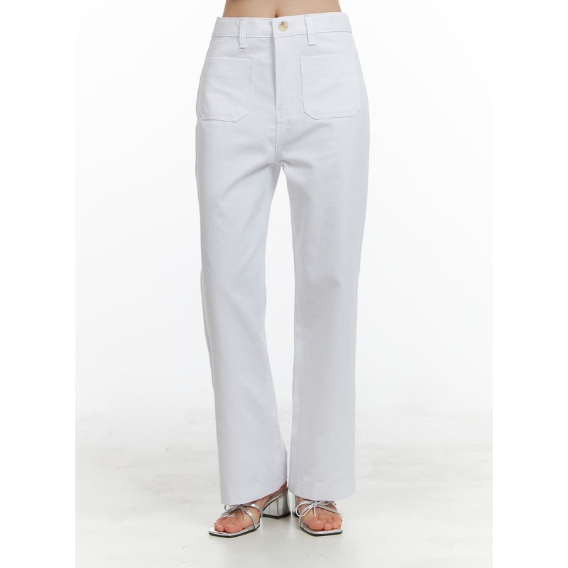 Front Pockets Straight Fit Pants OA419