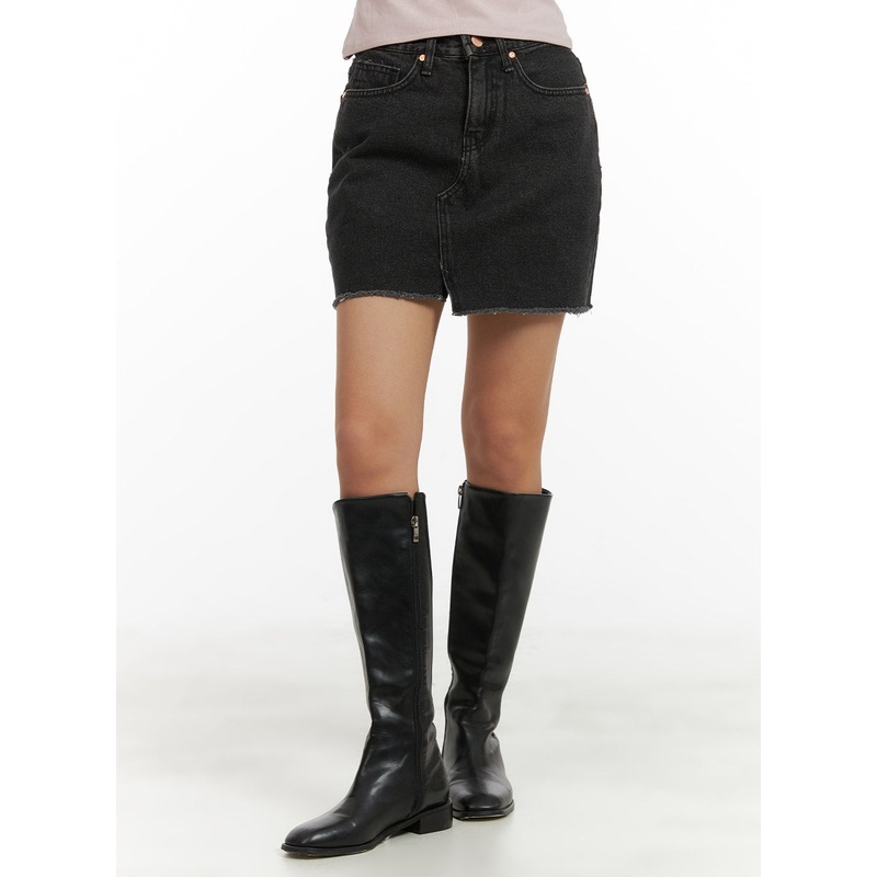 Front Slit Denim Mini Skirt CA415
