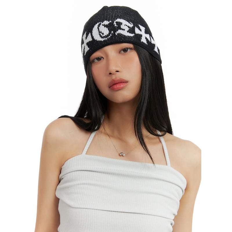 Graphic Charm Knitted Beanie CA424