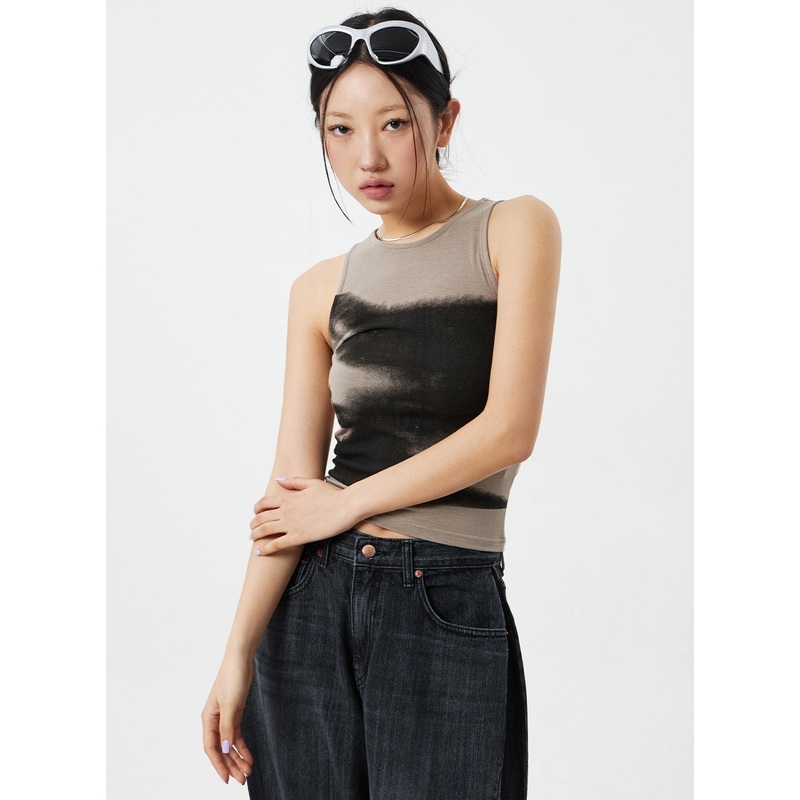 Graphic Tank Top CM324|White|Dark beige|Light blue|Dark red|Dark blue|S/M