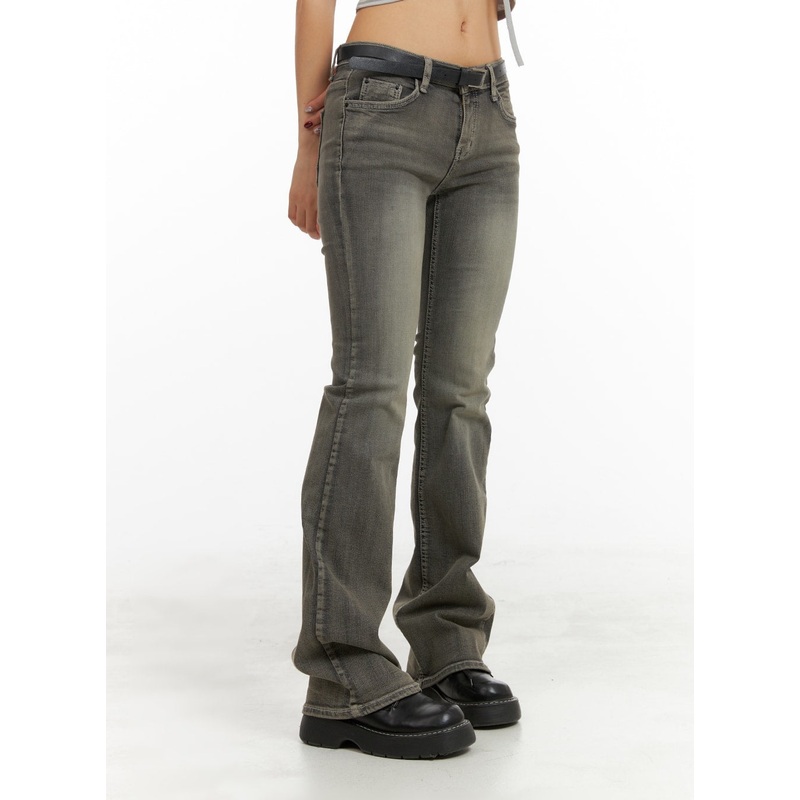 Low Rise Bootcut Jeans CA416|Dark gray|S|M|L