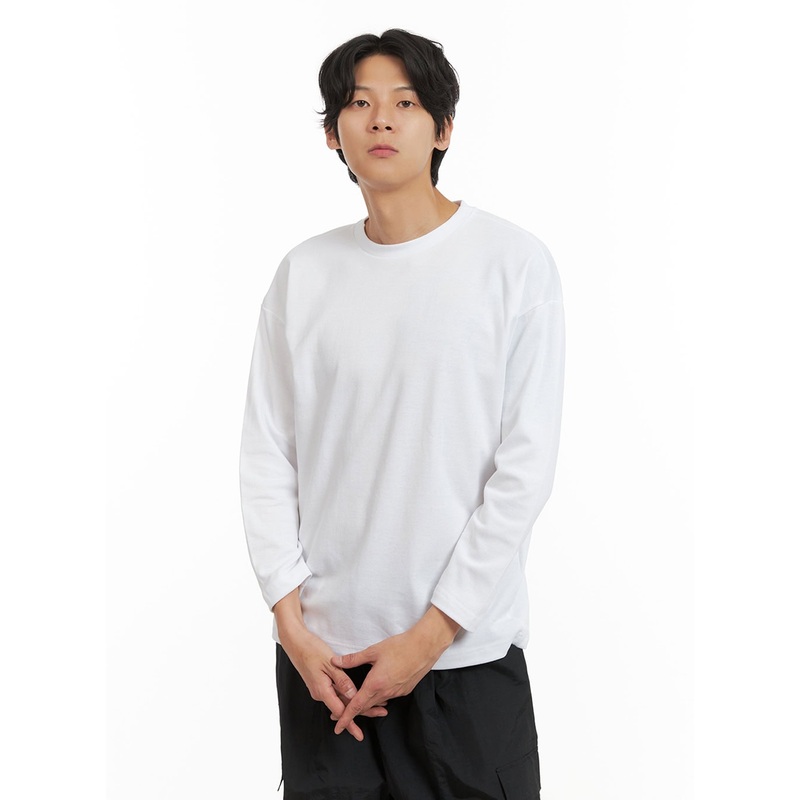 Men’s Basic Oversize Long Sleeve Tee (White) IY402