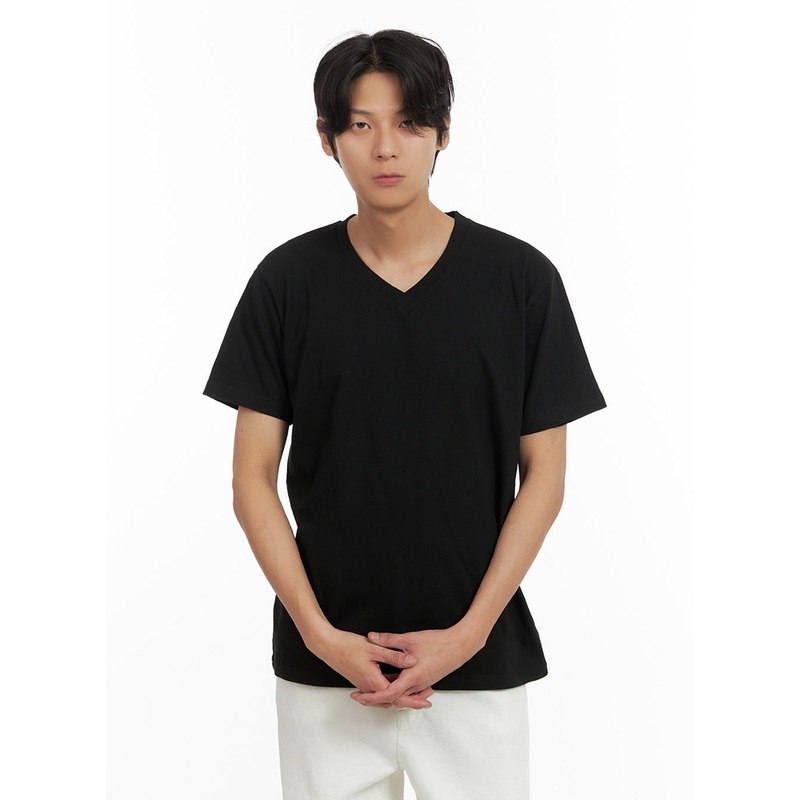 Men’s Basic V-Neck T-Shirt (Black) IY402