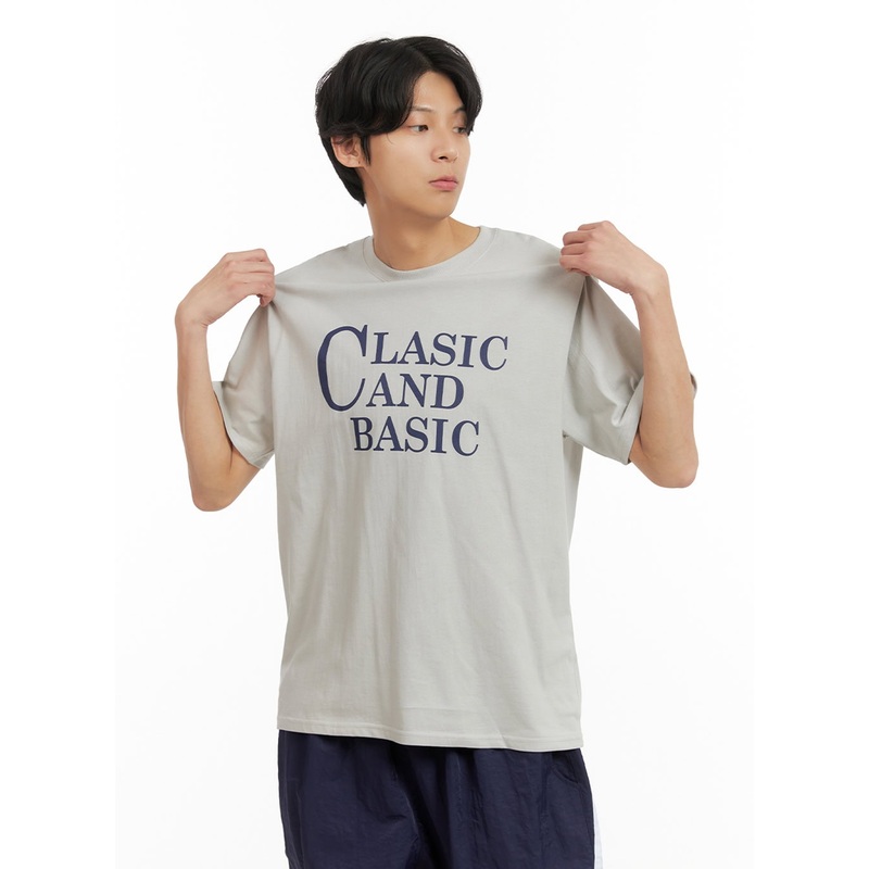 Men’s Graphic Lettering Tee (Gray) IY402