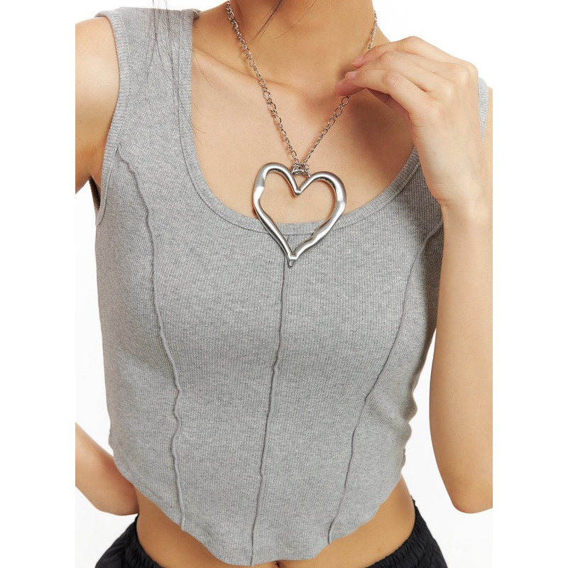 Metal Heart Pendant Chain Necklace CA424