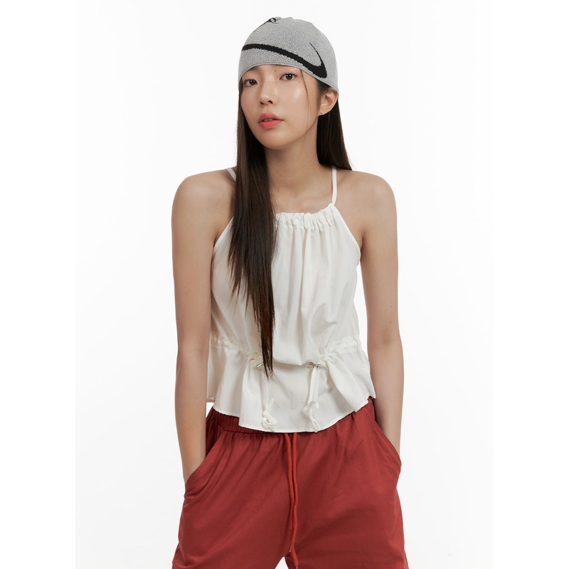 Rib Drawstring Cami Top OA429|White|Black|S/M