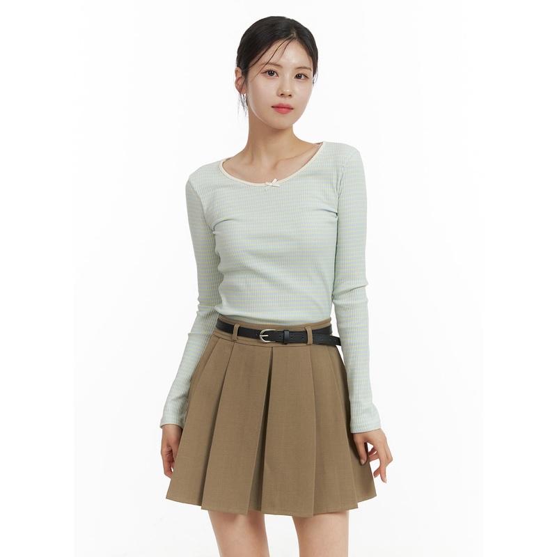 Ribbon Stripe Long Sleeve Top OA423