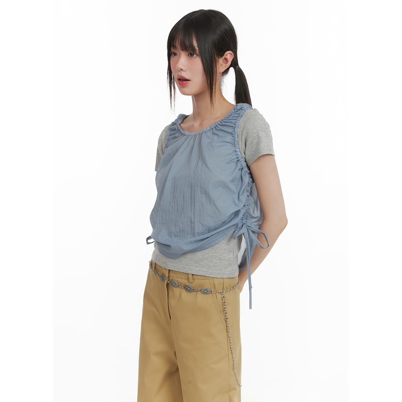 Ruched Side Knot Sleeveless Top CA418