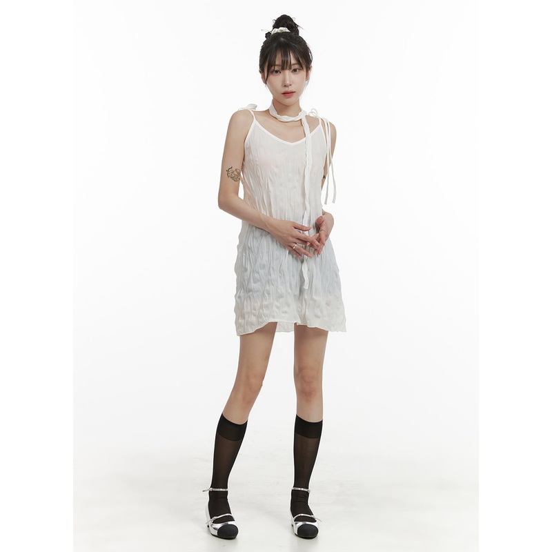 Sheer Sweetheart Strap Mini Dress OA426