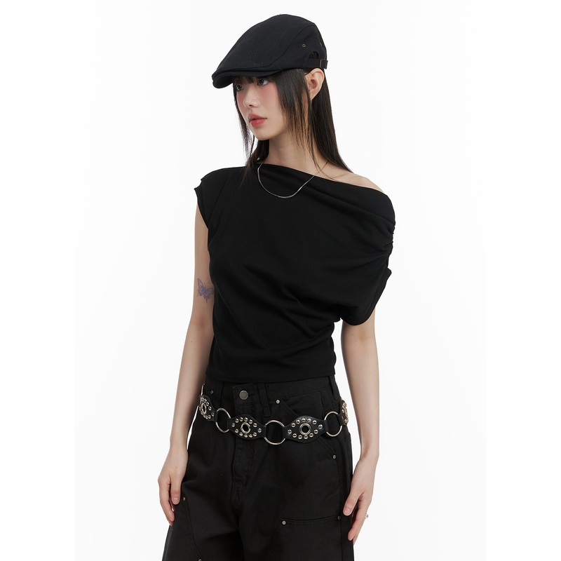 Shirred One-Shoulder Top CA419