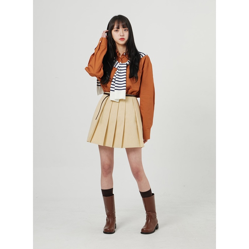 Simple Pleated Mini Skirt OF324