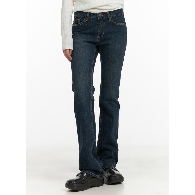 Slim Fit Bootcut Jeans CA418|Dark blue|S|M|L
