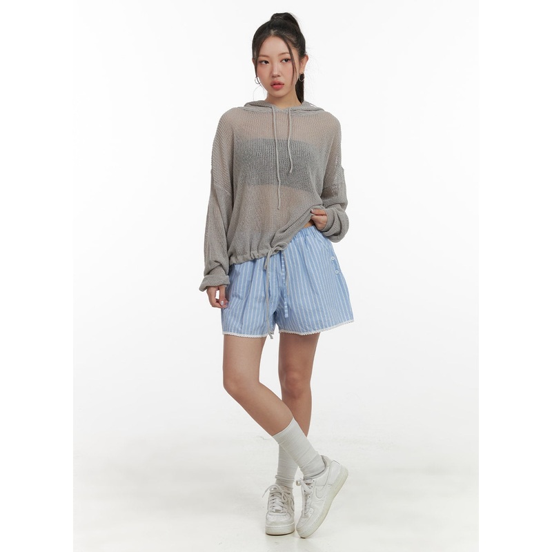 Striped Drawstring Shorts OA416