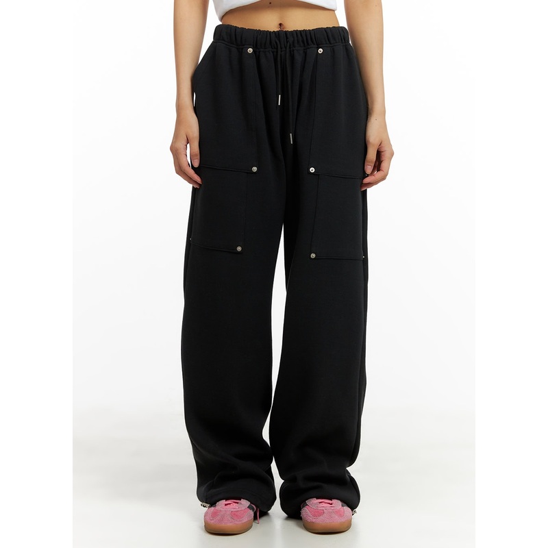 Stud Pocket Sweatpants CA424|Black|Gray|S/M