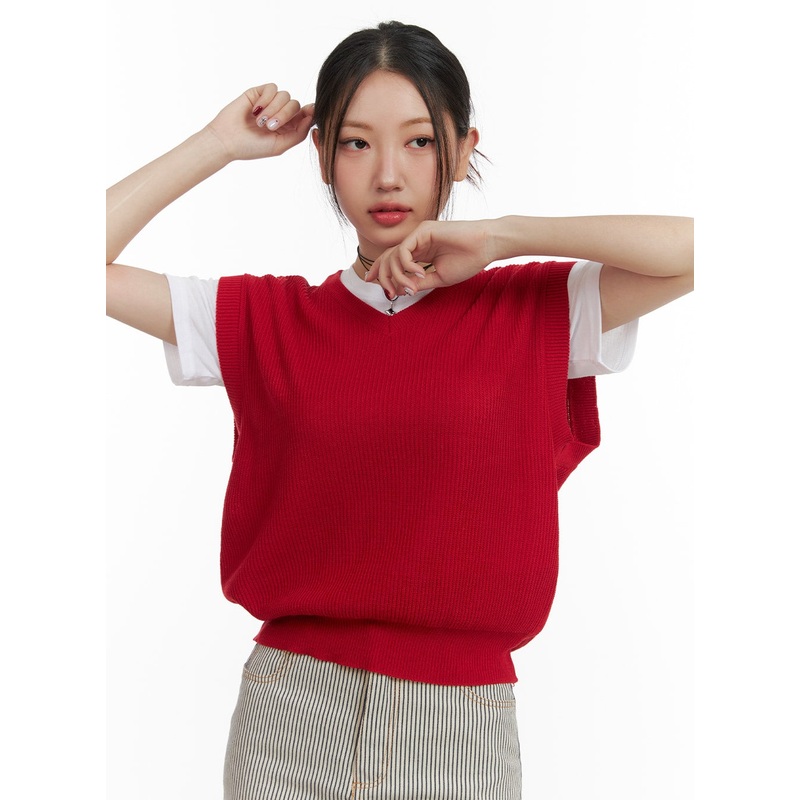 V-Neck Knit Sweater Vest OA419
