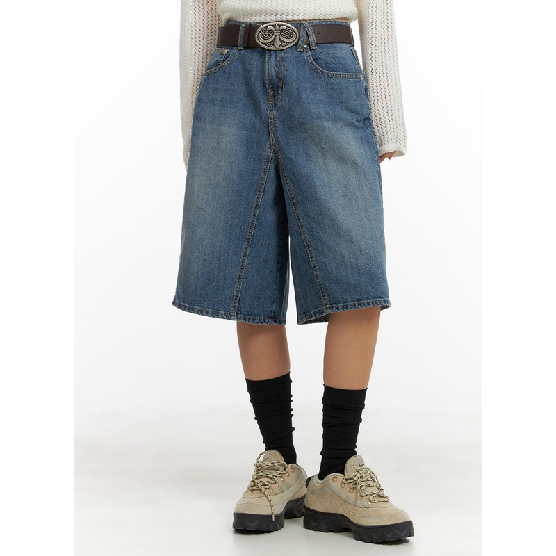 Vintage Washed Wide Leg Jorts CA415