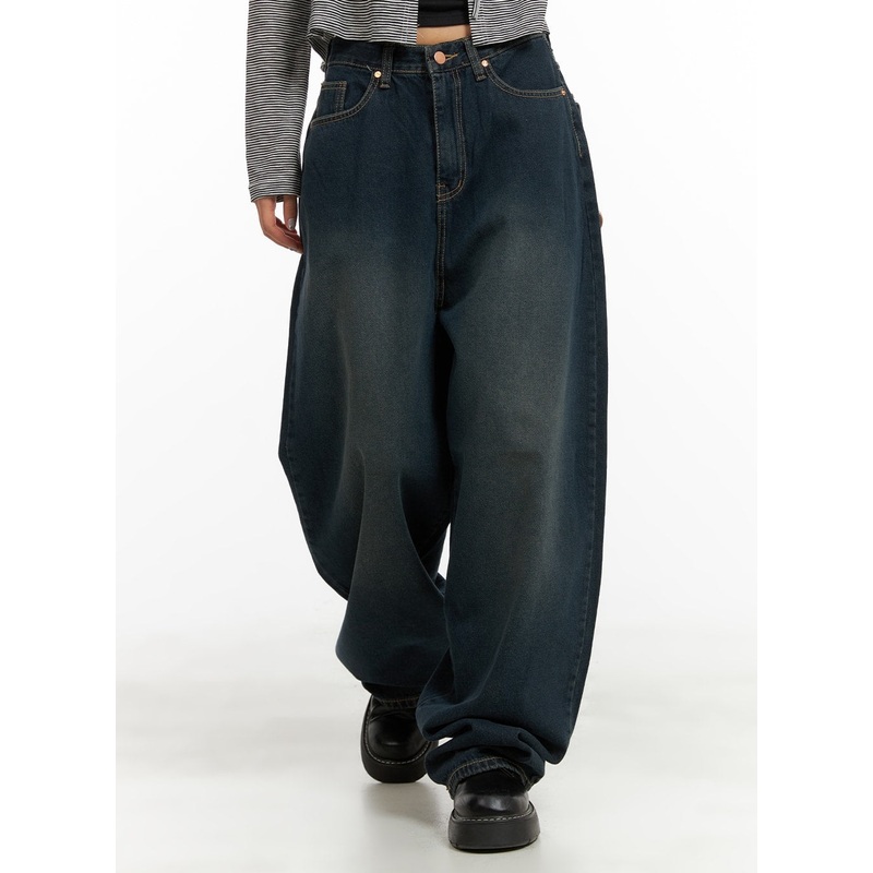 Washed Denim Baggy Jeans CA415