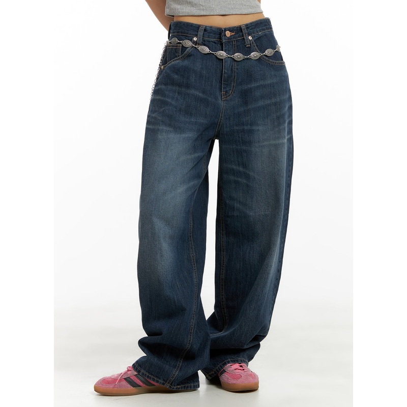 Washed Denim Baggy Jeans CA423