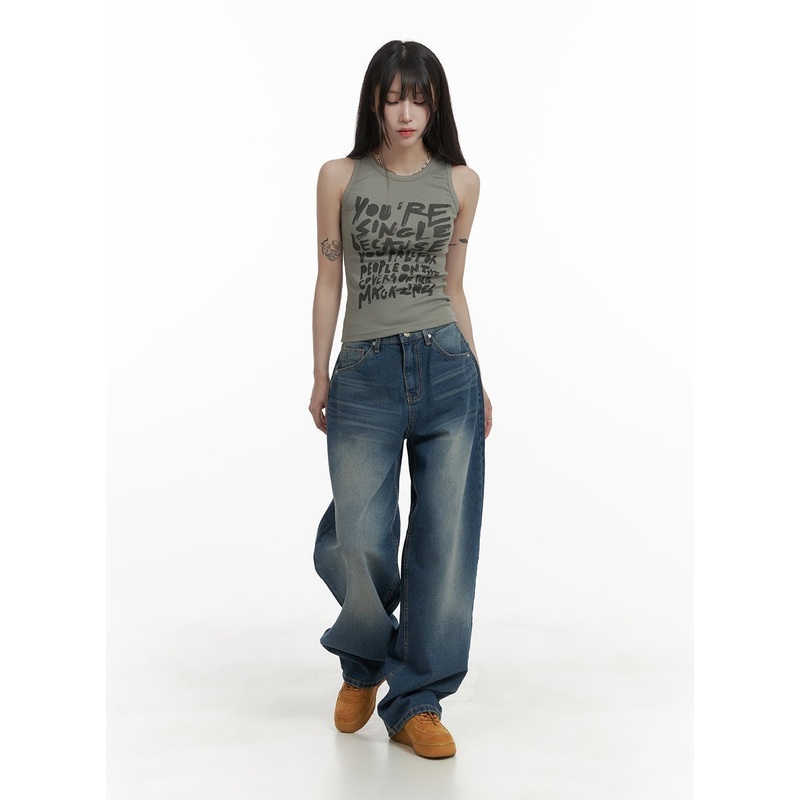 Wide Fit Baggy Jeans CA426|Dark blue|S|M|L
