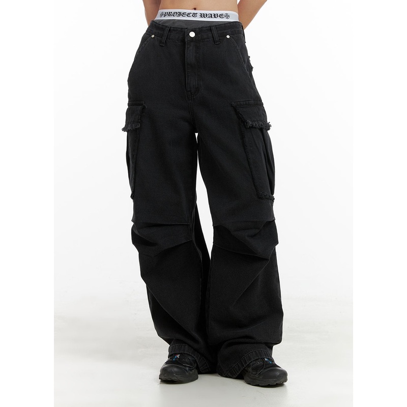 Wide Fit Cargo Baggy Jeans CA416