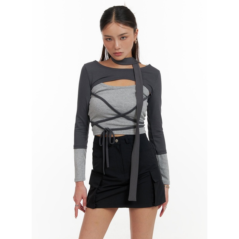 X Strap Bolero with Thin Scarf CY402