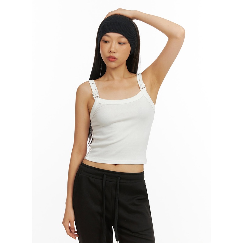 Buckle Strap Crop Sleeveless Top IY422