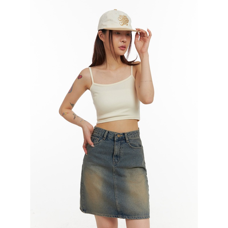 Cami Crop Top IY410|Light beige|Black|S/M
