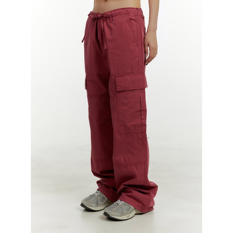 Cargo Wide Leg Pants CY408|Dark red|Beige|Blue|Pink|S|M