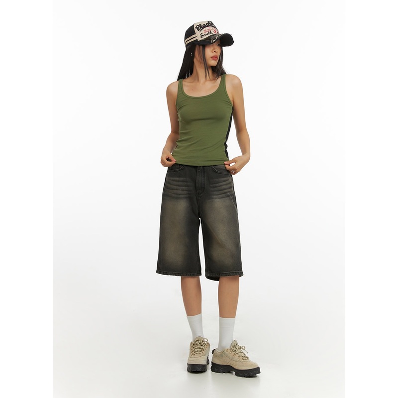 Color Washed Jorts IY422|Black|S|M|L