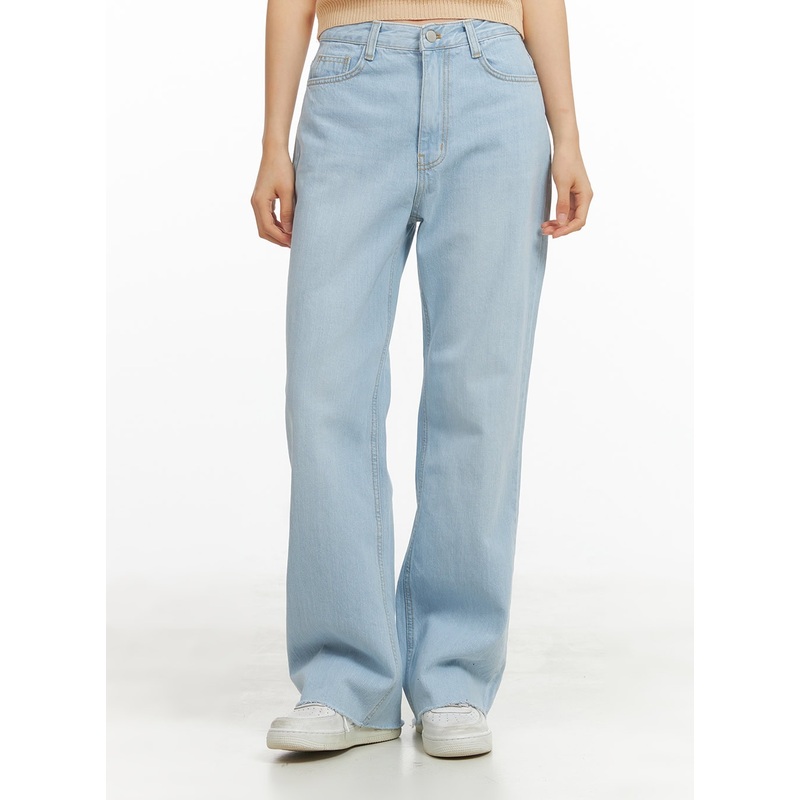 Cotton Washed Loose Fit Straight Jeans OY421