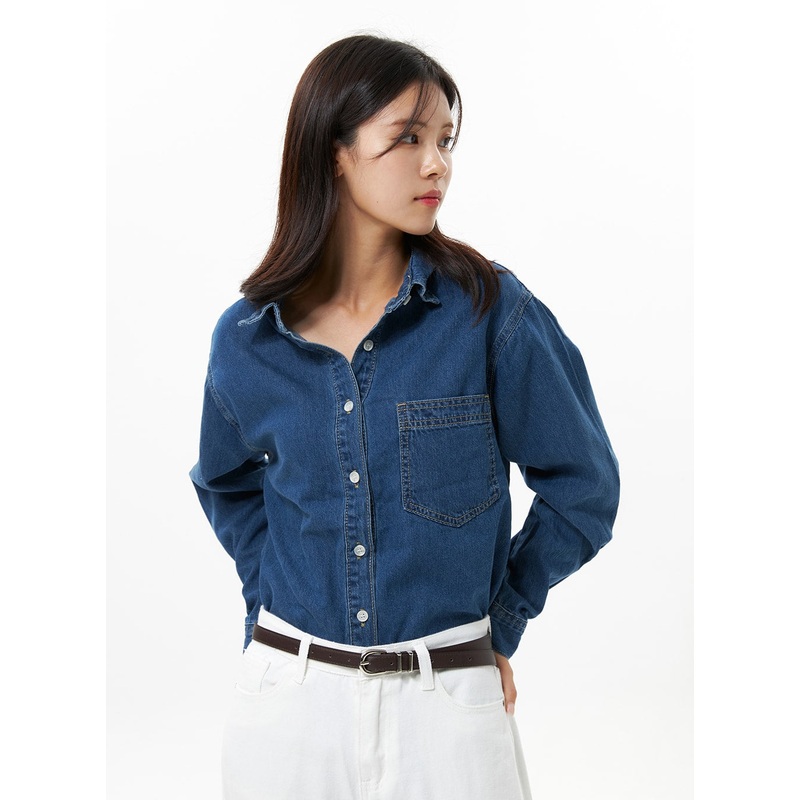 Denim Button-Down Shirt OS310|Blue|Dark blue|S/M