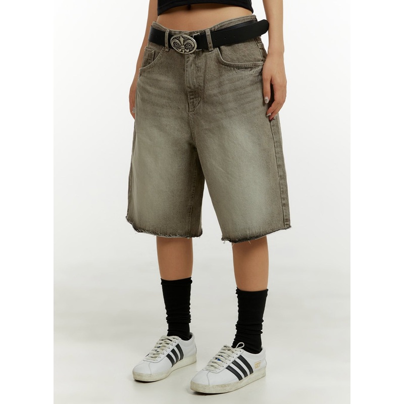 Destroyed Hem Bermuda Jorts CY409