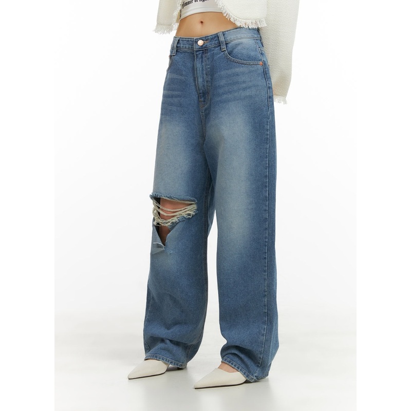 Destroyed Washed Baggy Jeans CY414